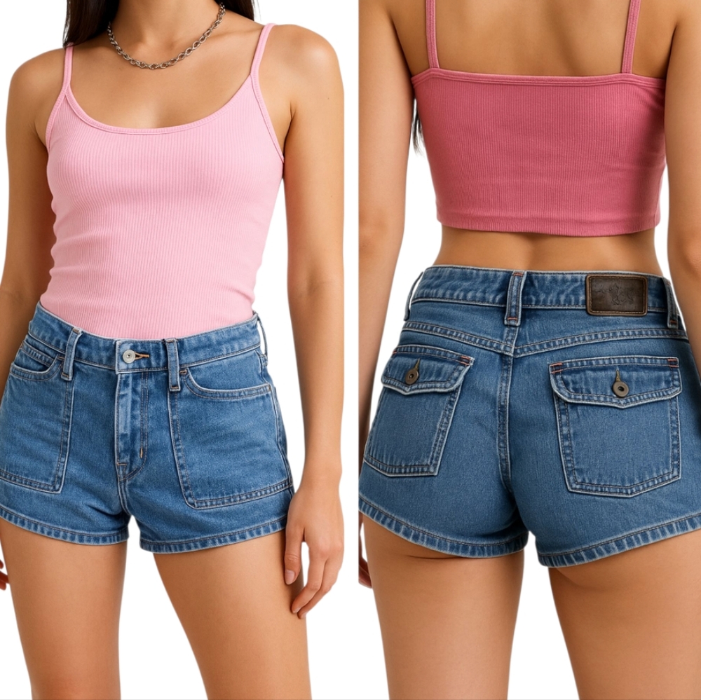 Polo Ralph Lauren Vintage 90s Y2K Denim Shorts Low Rise 7" Size 2 (15" Waist)